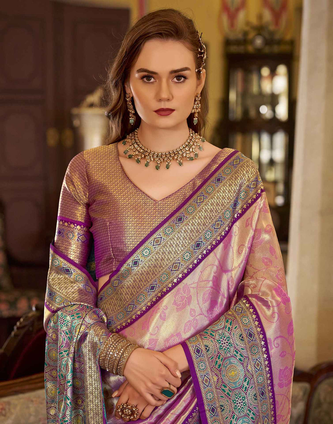 Pink Tissue Silk Woven Banarasi Saree