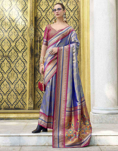 Blue Tissue Silk Woven Saree