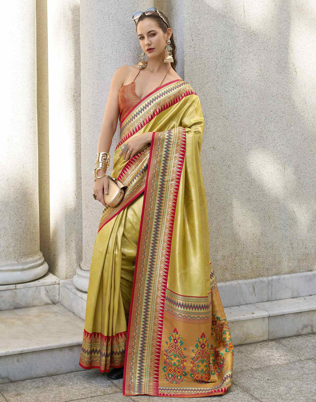 Yellow Tissue Silk Woven Saree