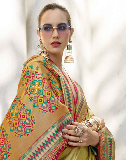 Yellow Tissue Silk Woven Saree