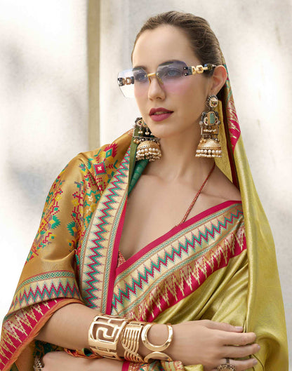 Yellow Tissue Silk Woven Saree