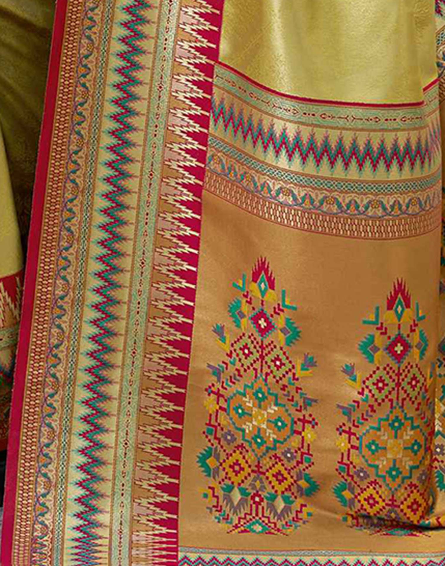 Yellow Tissue Silk Woven Saree