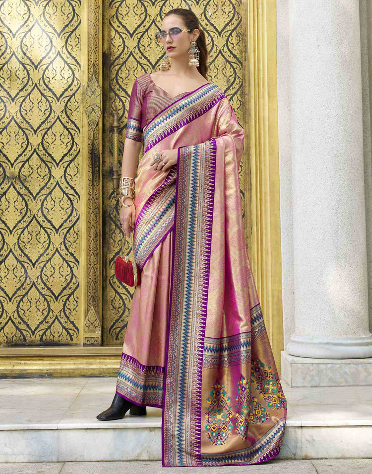 Pink Tissue Silk Woven Paithani Saree