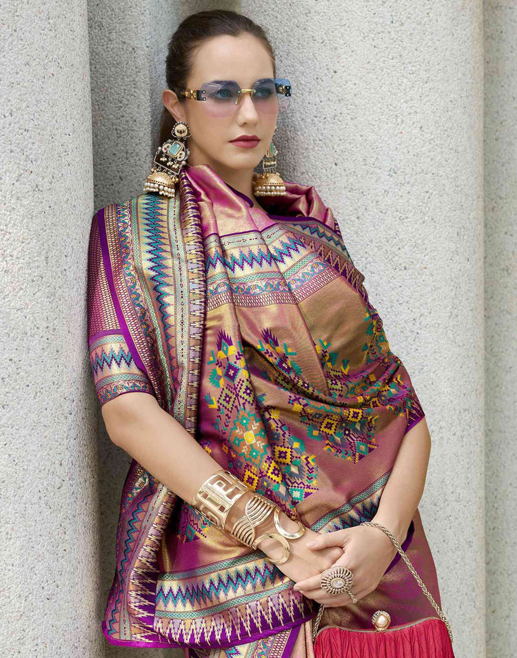 Pink Tissue Silk Woven Paithani Saree