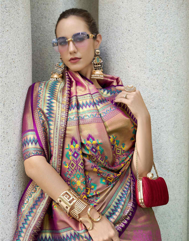 Pink Tissue Silk Woven Paithani Saree