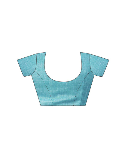 Ready To Wear Teal Green Chanderi Printed Saree With Pocket