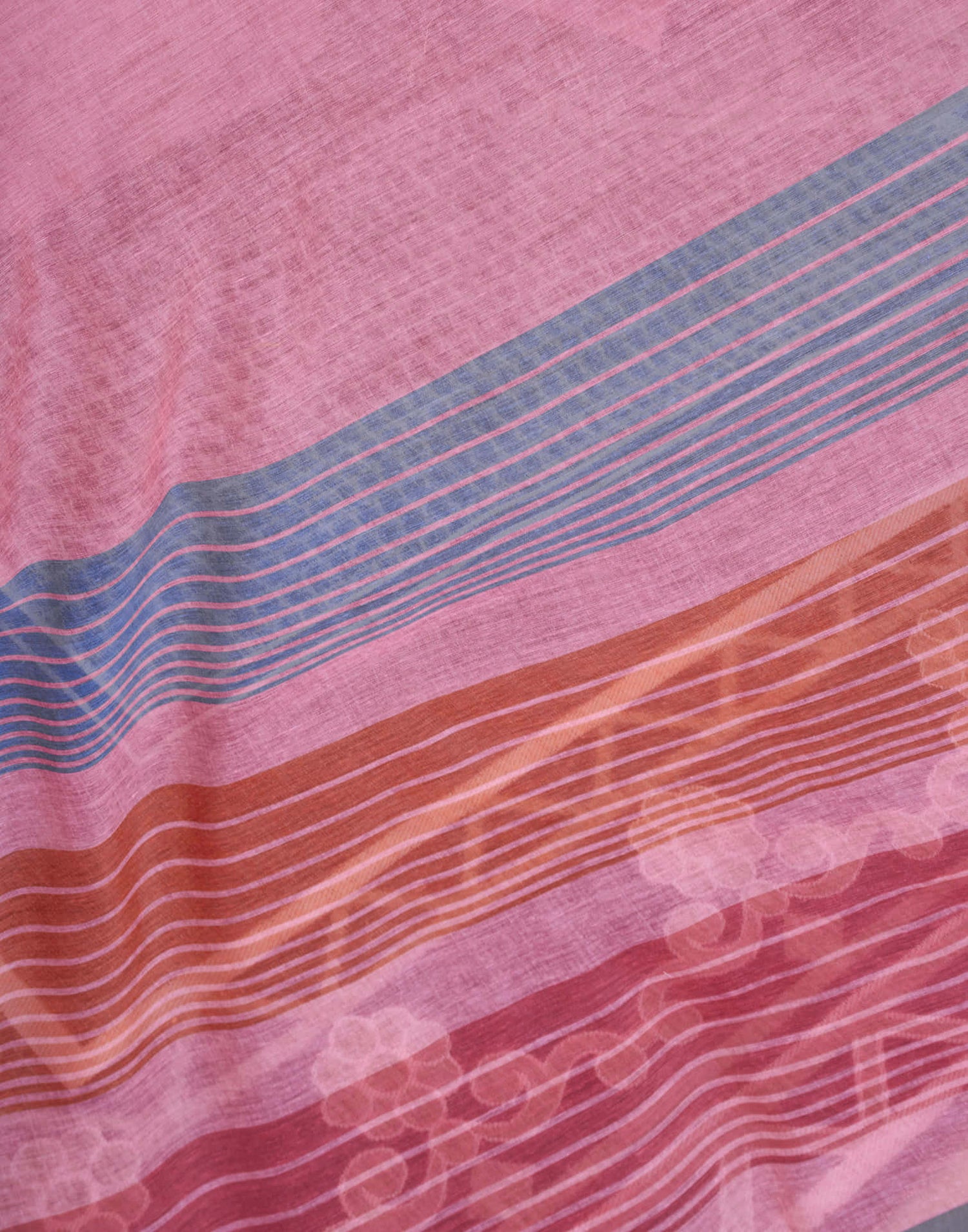 Ready To Wear Pink Chanderi Printed Saree With Pocket