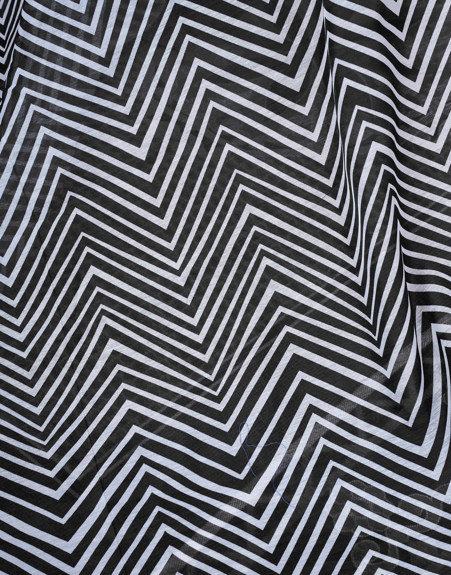 Ready To Wear Black Chanderi Printed Saree With Pocket