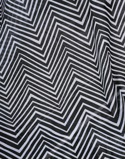 Ready To Wear Black Chanderi Printed Saree With Pocket