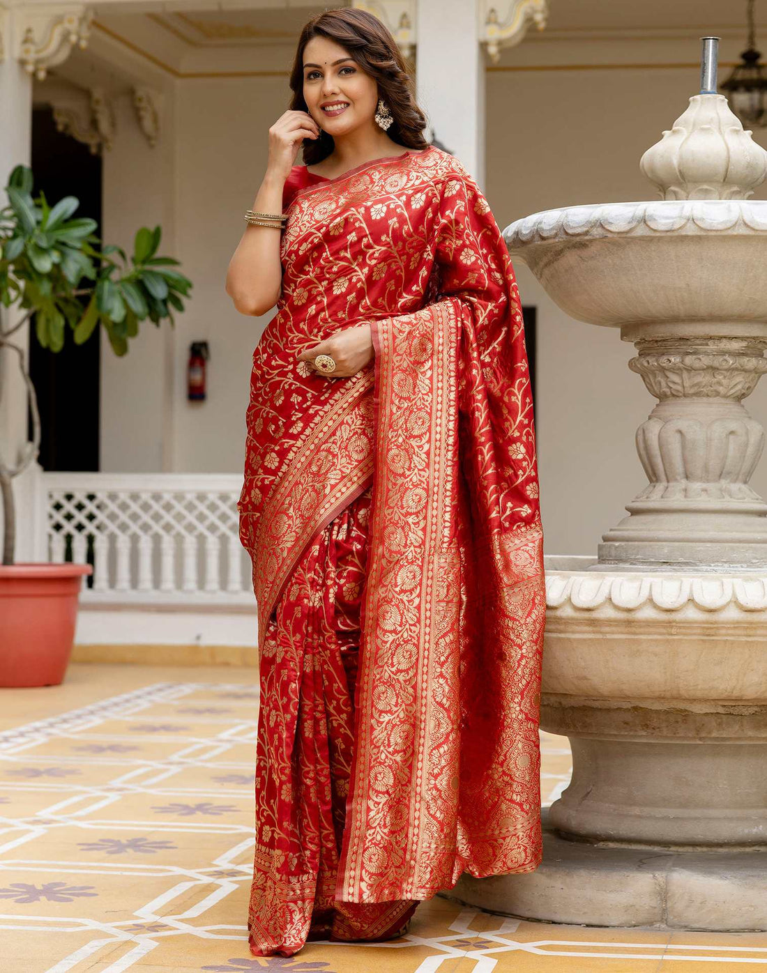 Red Silk Woven Banarasi Saree
