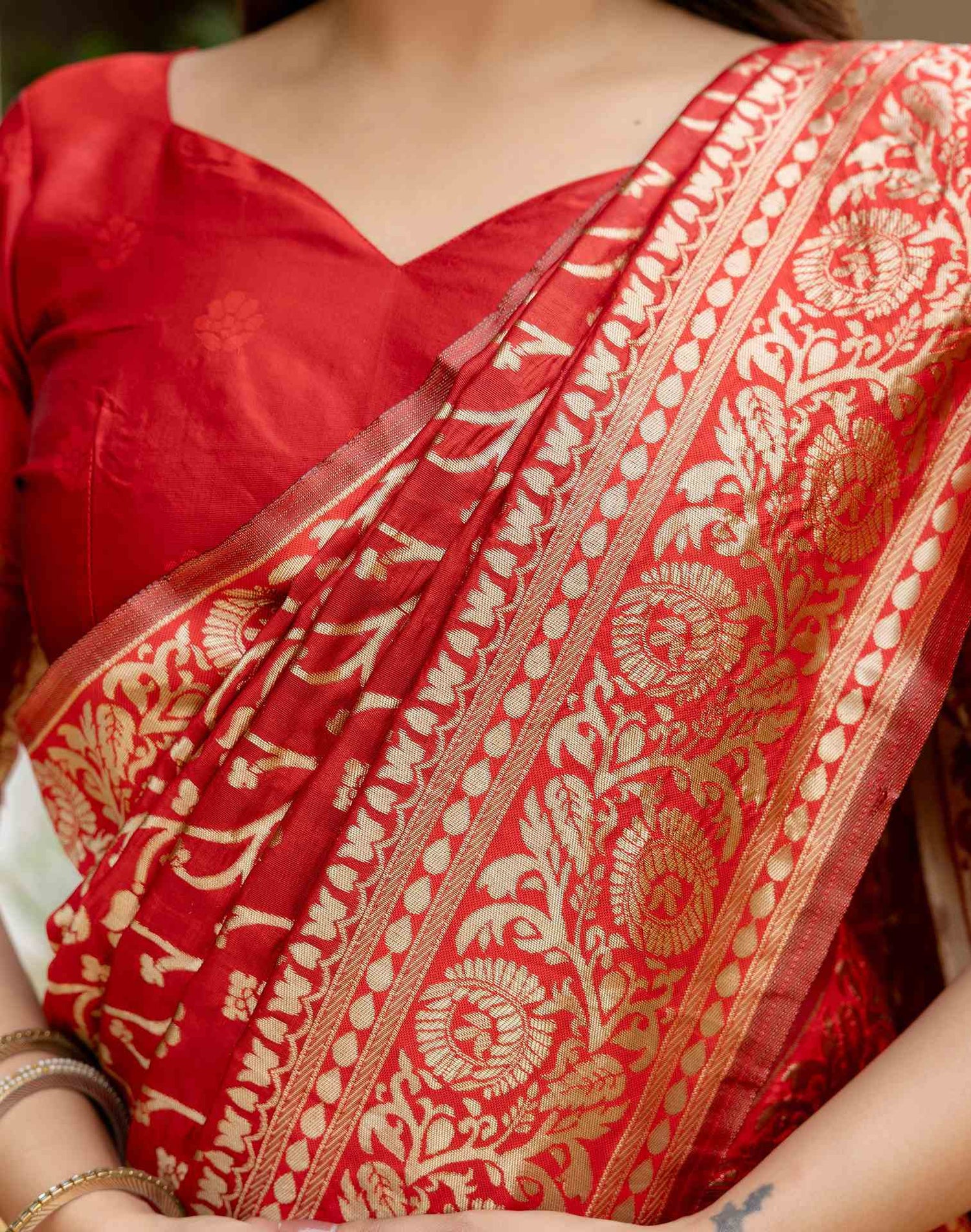 Red Silk Woven Banarasi Saree