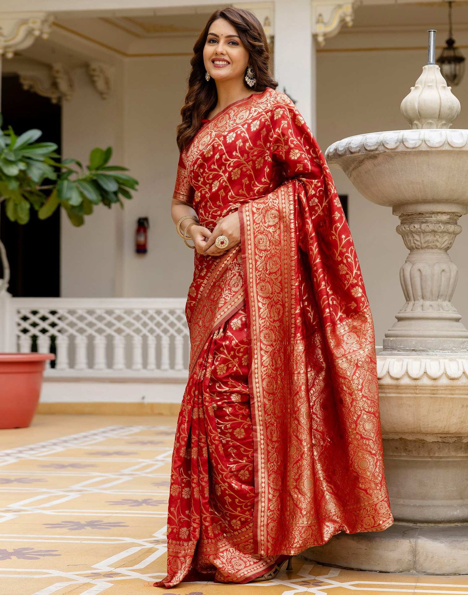 Red Silk Woven Banarasi Saree