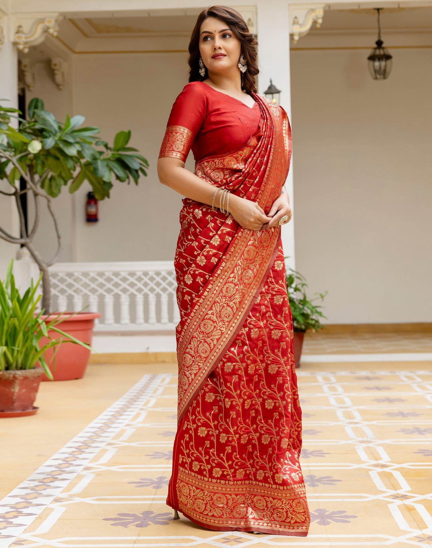 Red Silk Woven Banarasi Saree