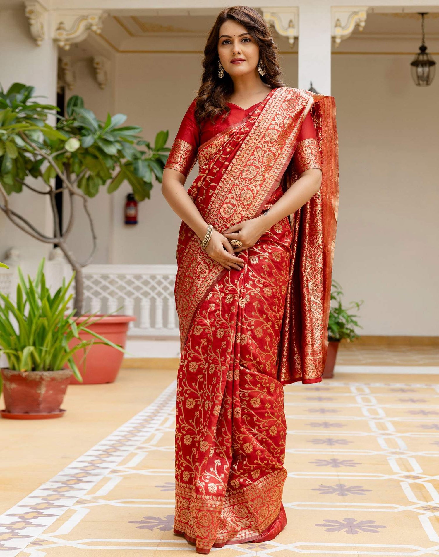 Red Silk Woven Banarasi Saree