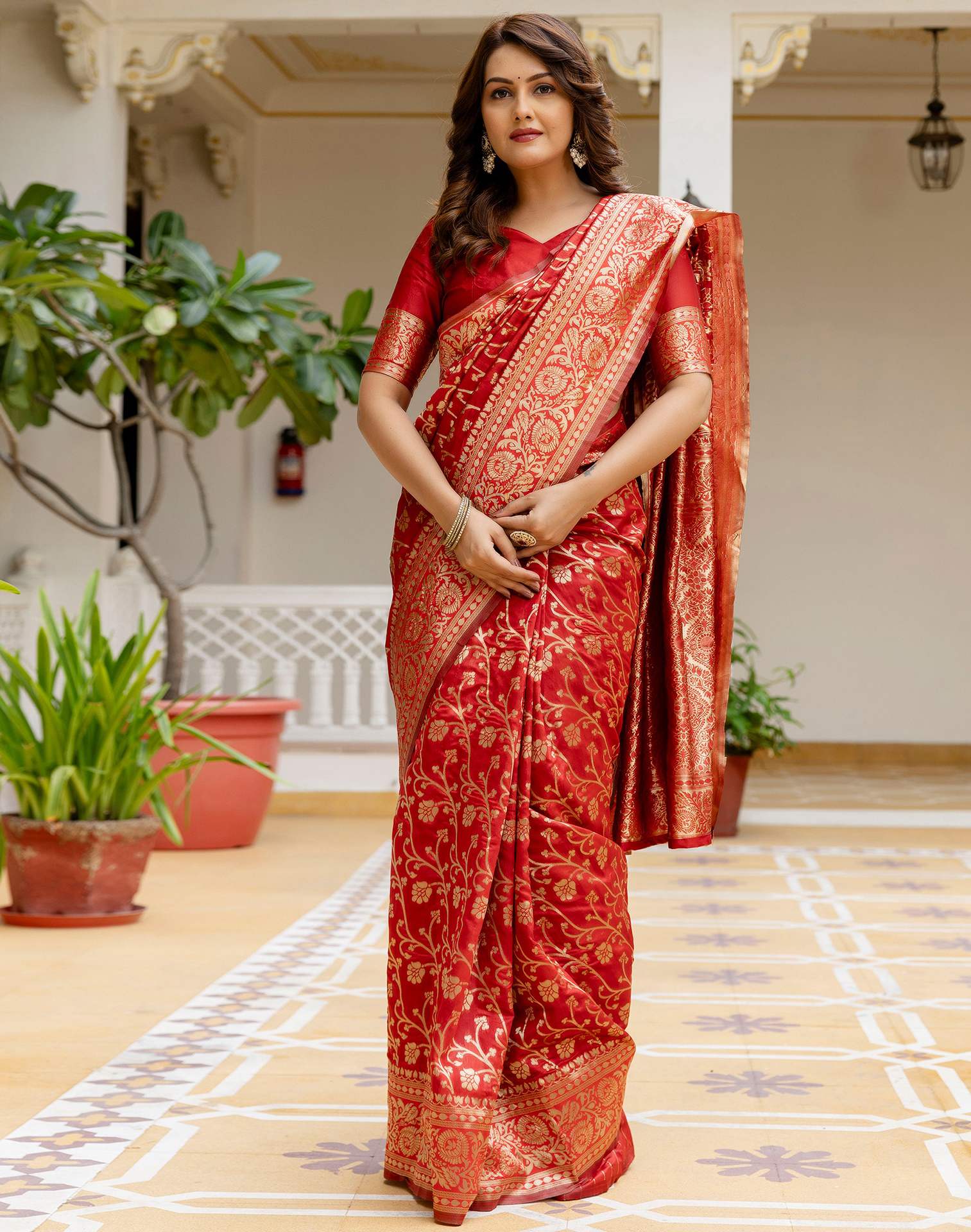 Red Silk Woven Banarasi Saree