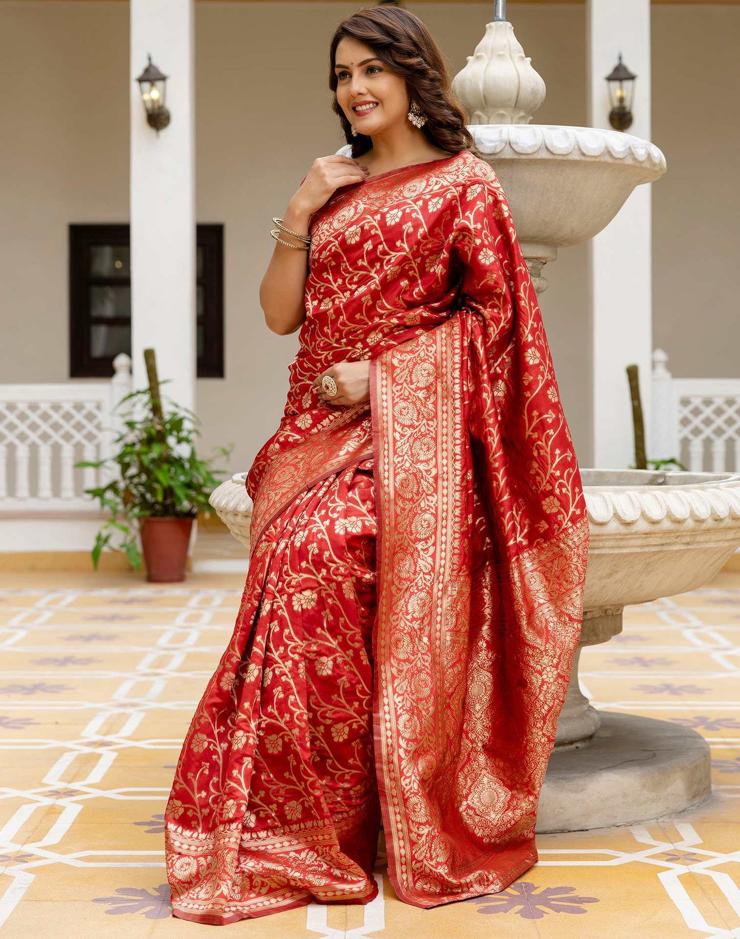 Red Silk Woven Banarasi Saree