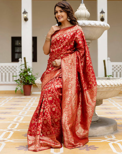 Red Silk Woven Banarasi Saree