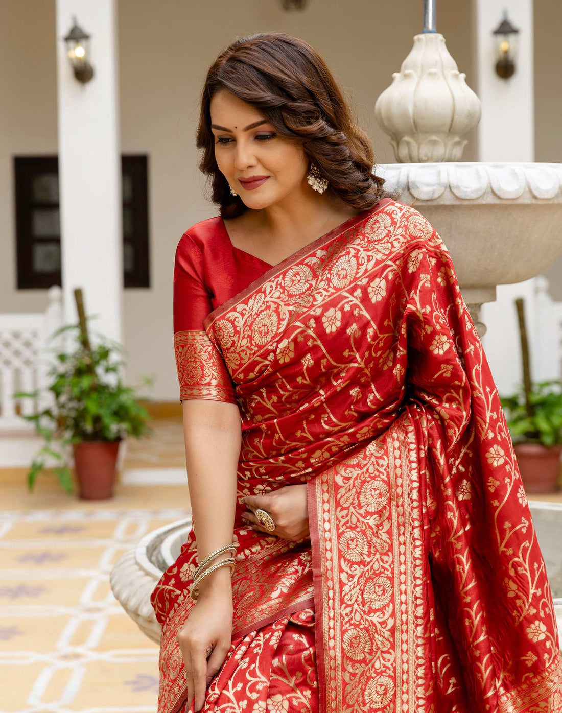 Red Silk Woven Banarasi Saree