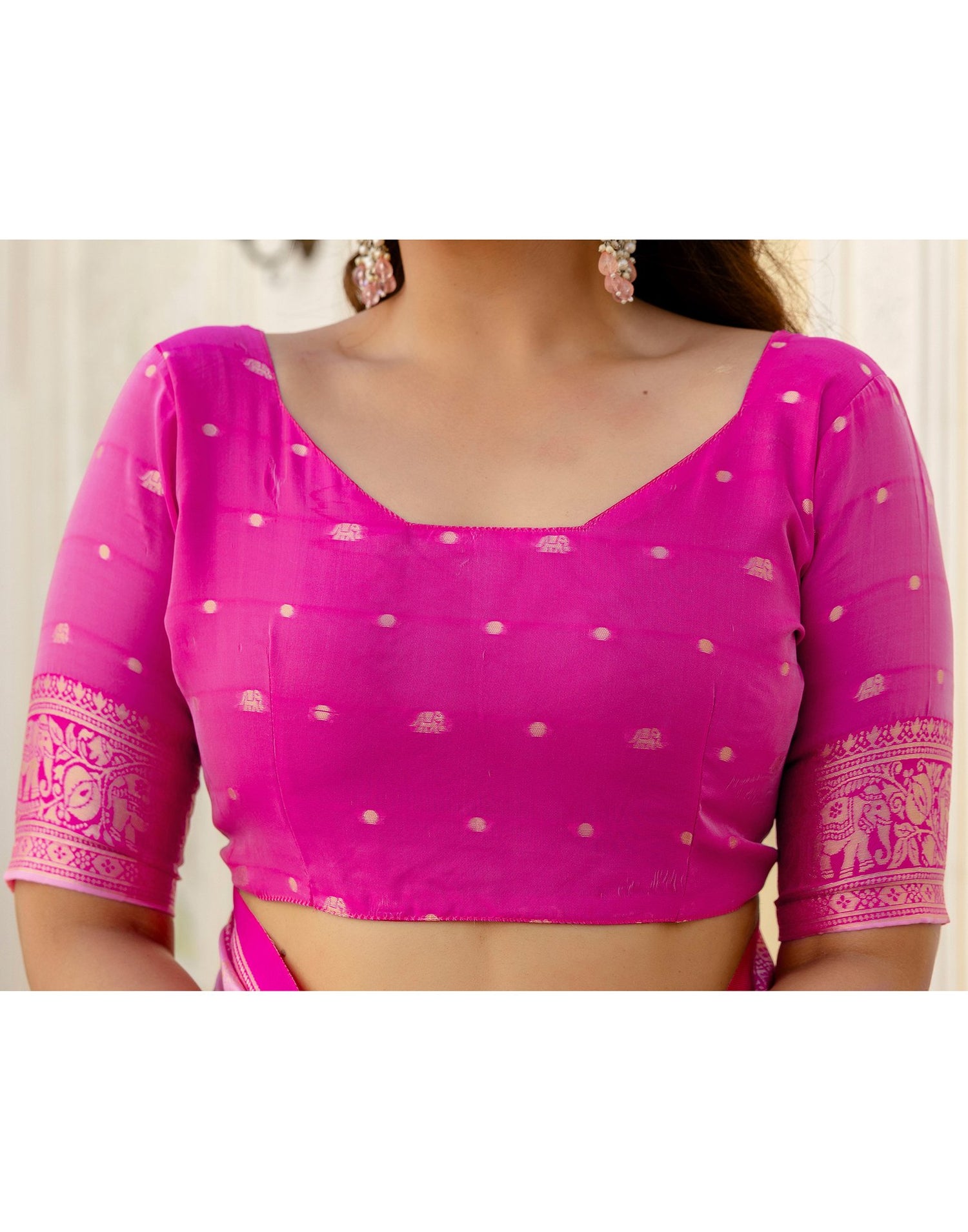 Pink Silk Woven Banarasi Saree