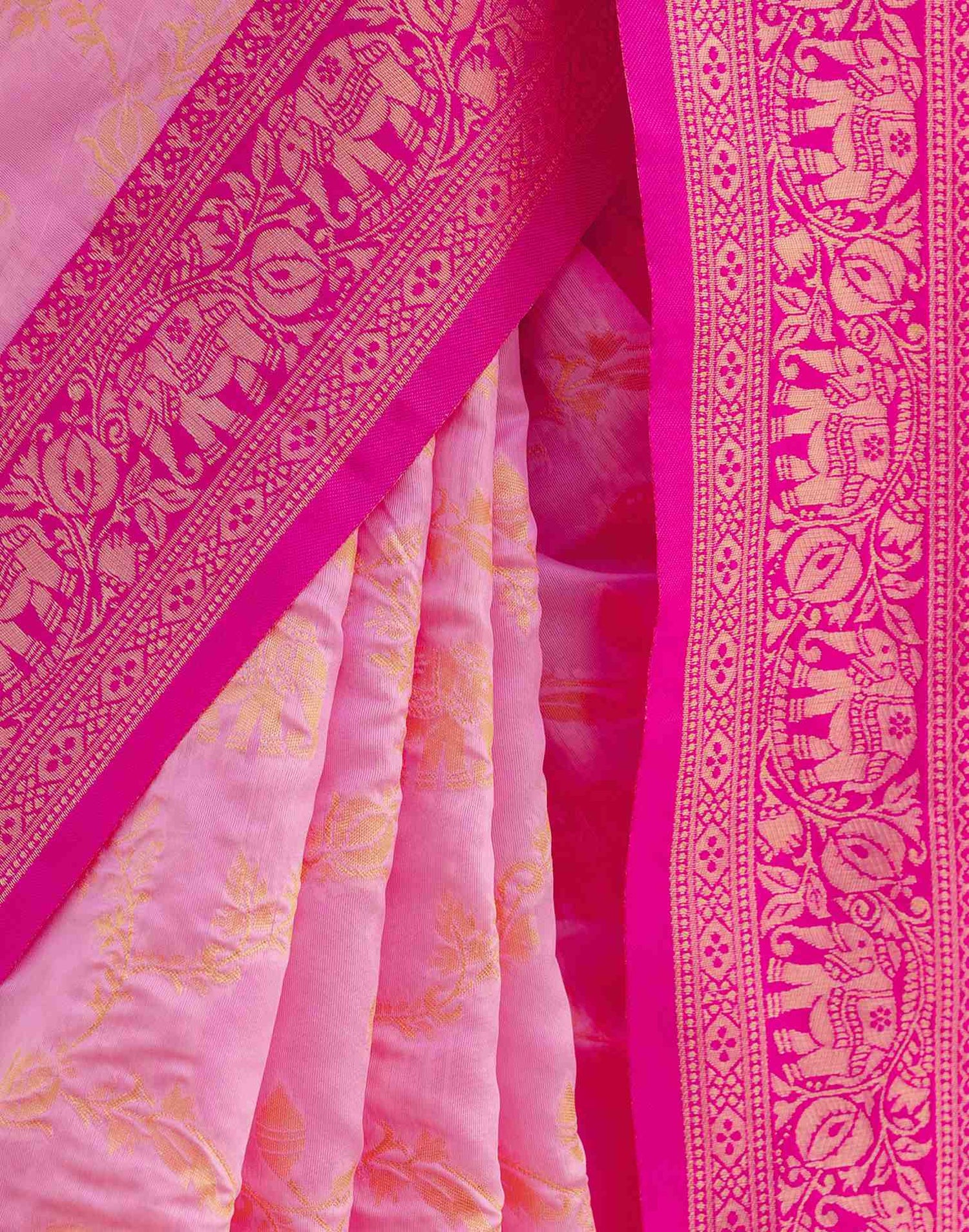 Pink Silk Woven Banarasi Saree