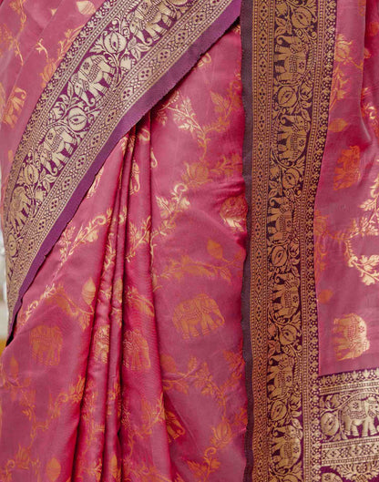 Dusty Rose Pink Silk Woven Banarasi Saree