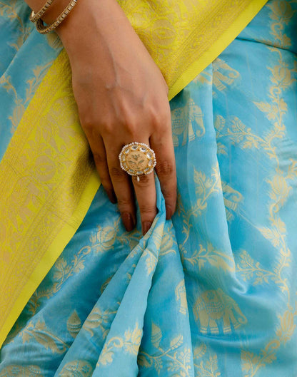 Sky Blue Silk Woven Banarasi Saree