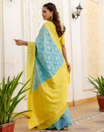 Sky Blue Silk Woven Banarasi Saree