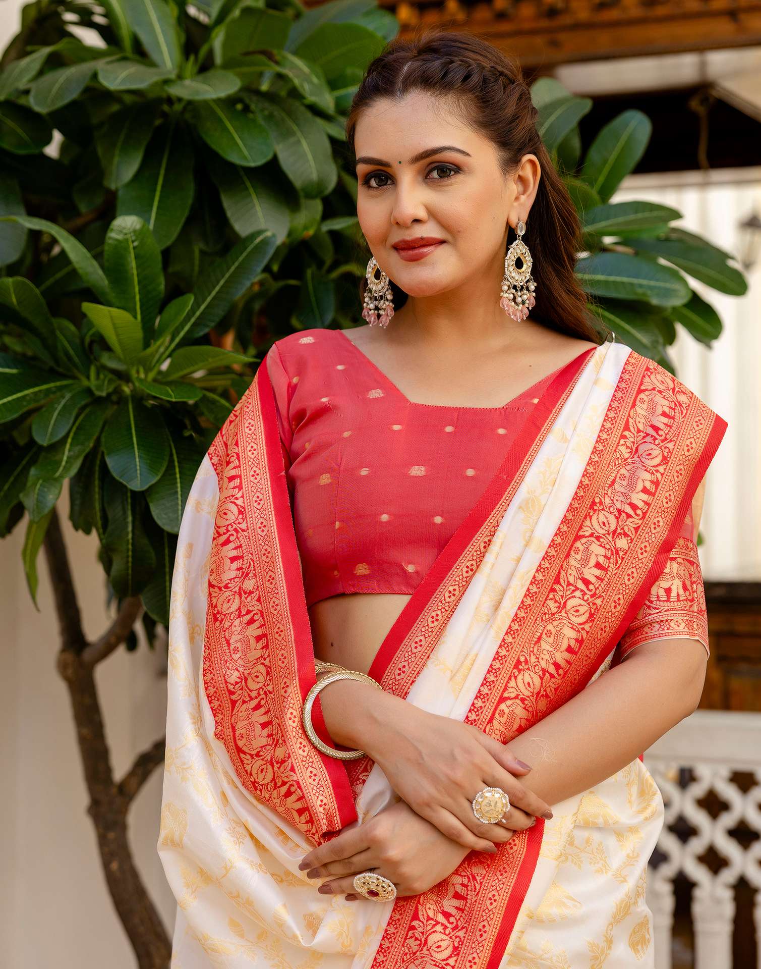 Off White Silk Woven Banarasi Saree