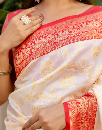 Off White Silk Woven Banarasi Saree