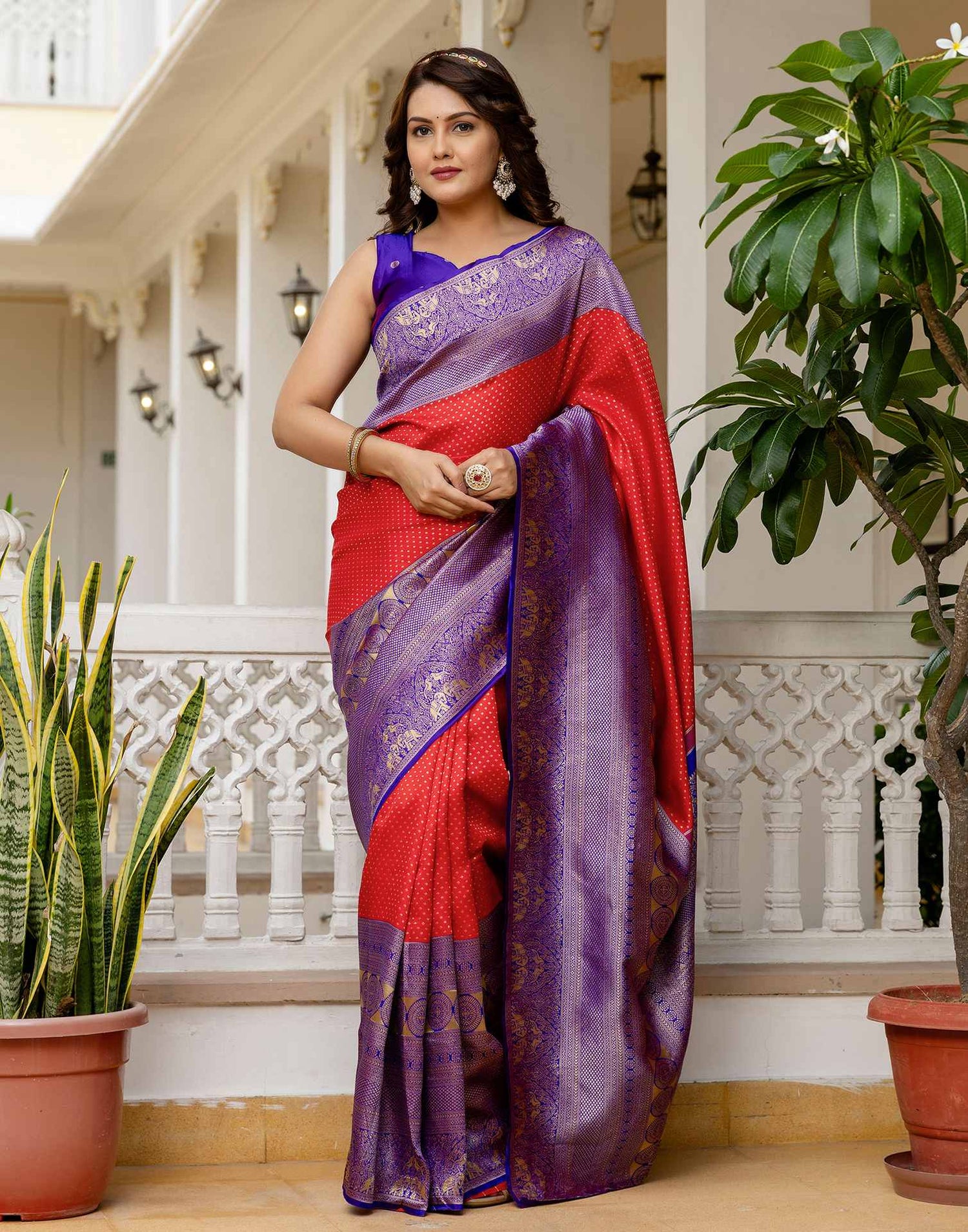 Red Silk Woven Kanjivaram Saree