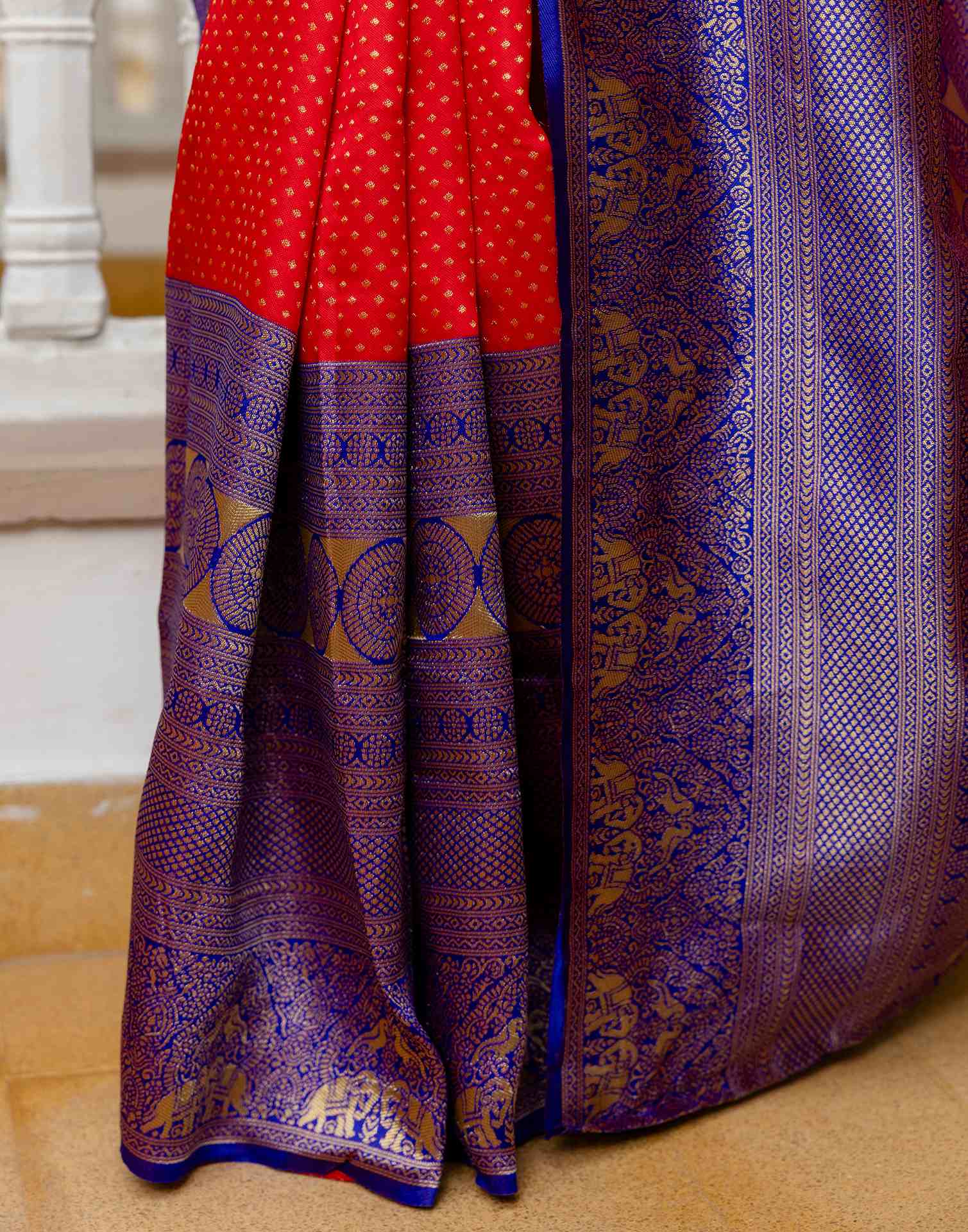 Red Silk Woven Kanjivaram Saree