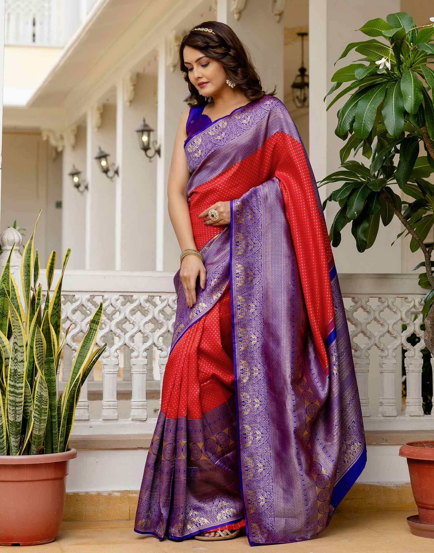 Red Silk Woven Kanjivaram Saree