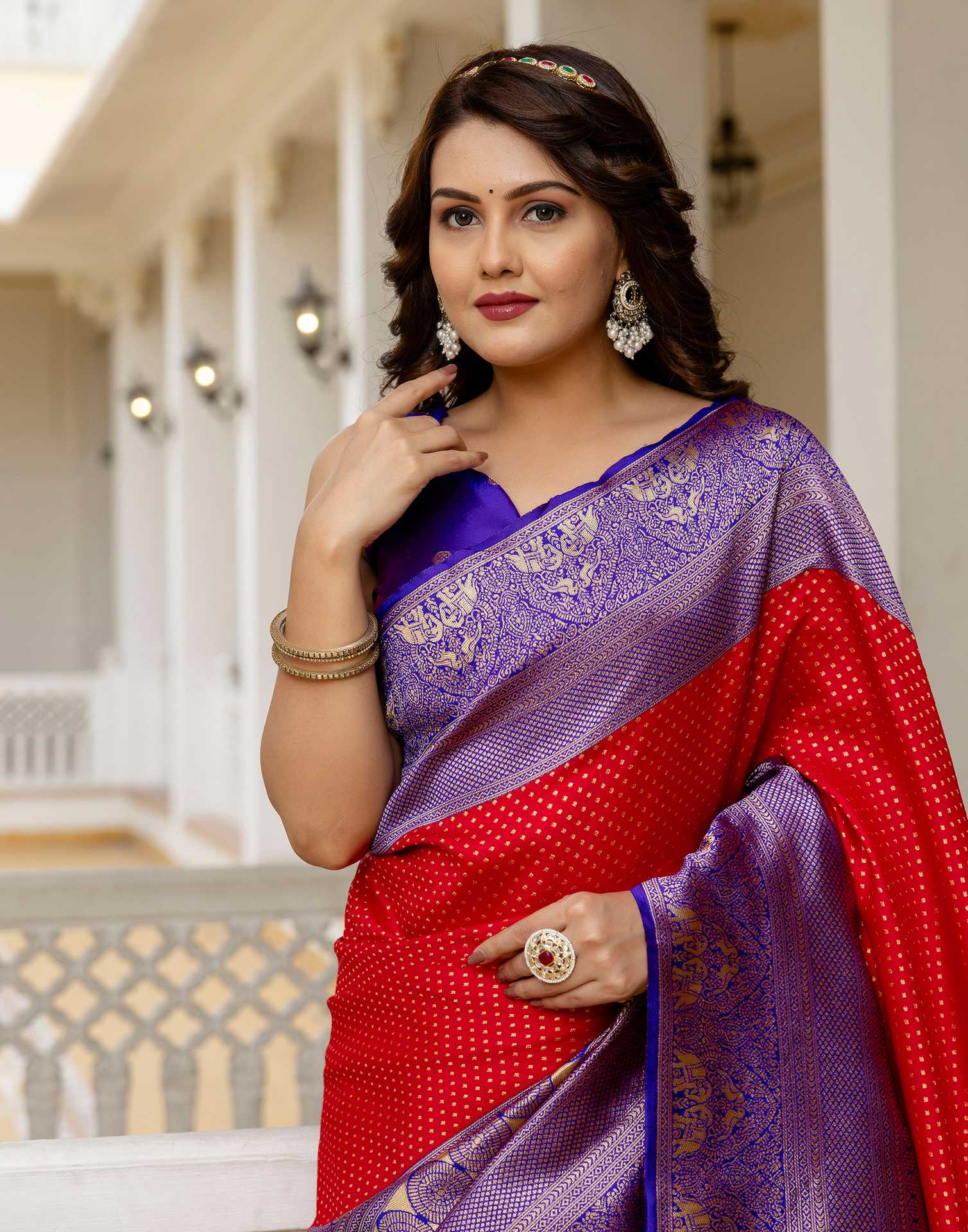 Red Silk Woven Kanjivaram Saree
