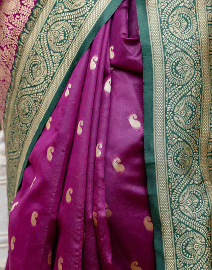 Dark Purple Silk Woven Banarasi Saree