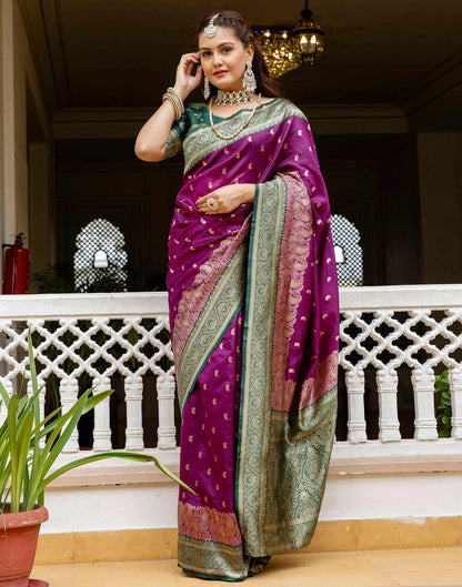 Dark Purple Silk Woven Banarasi Saree