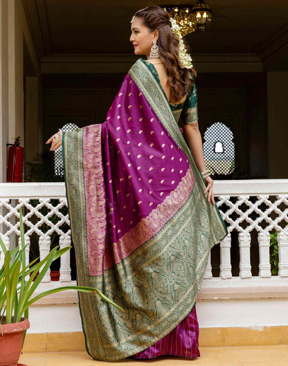 Dark Purple Silk Woven Banarasi Saree