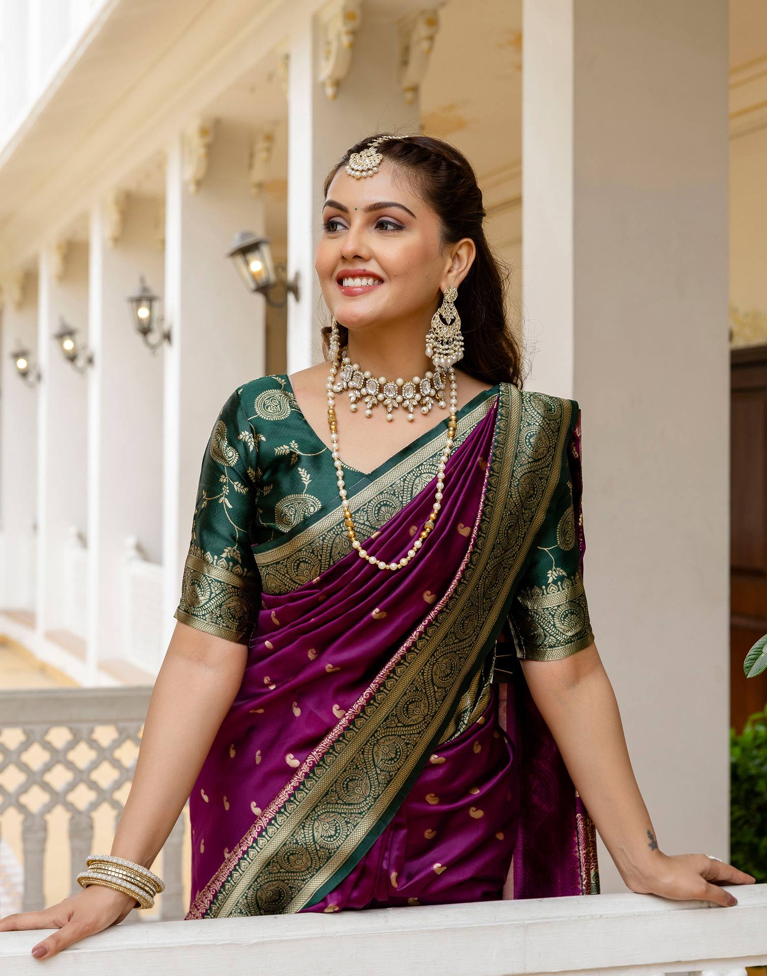 Dark Purple Silk Woven Banarasi Saree