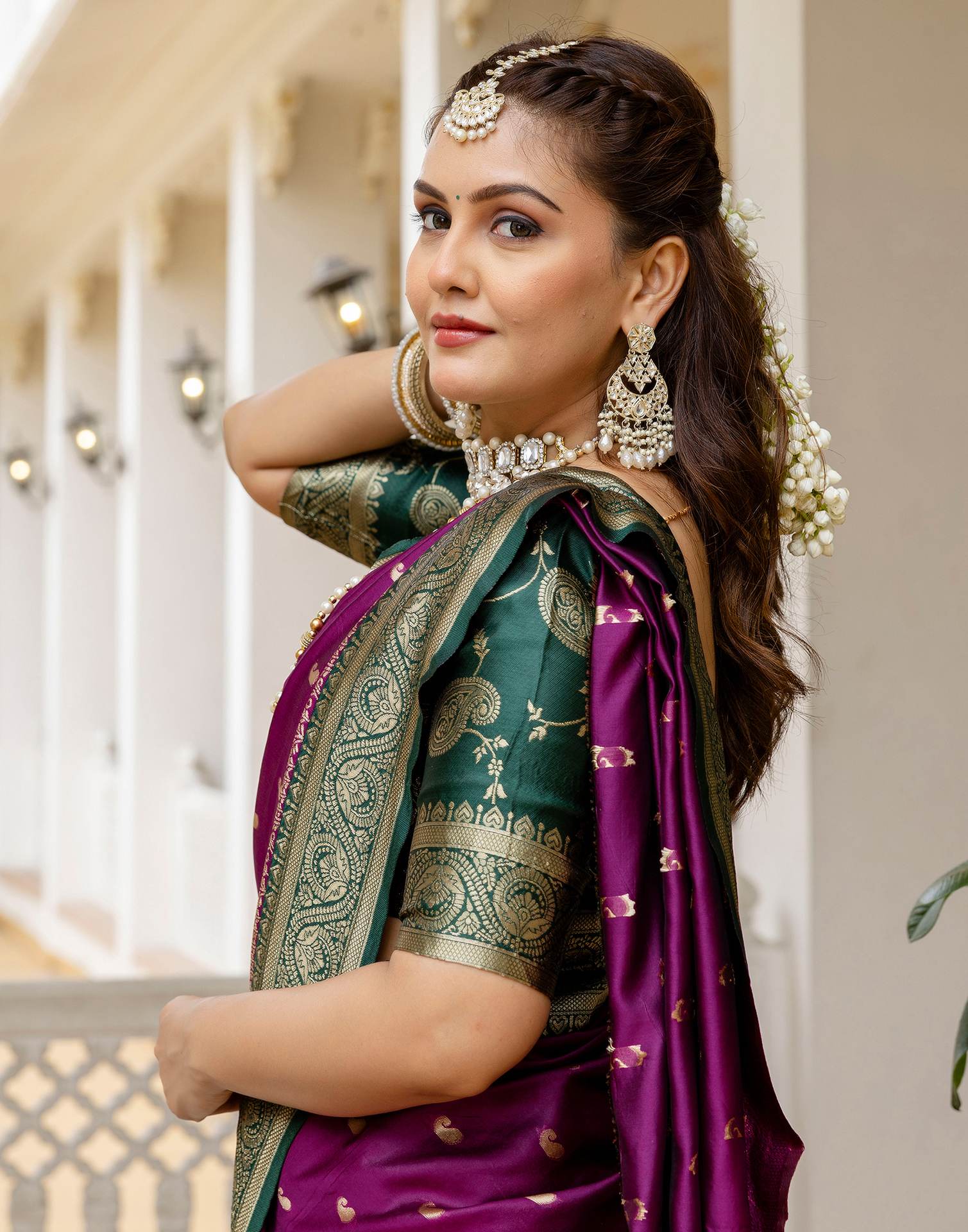 Dark Purple Silk Woven Banarasi Saree