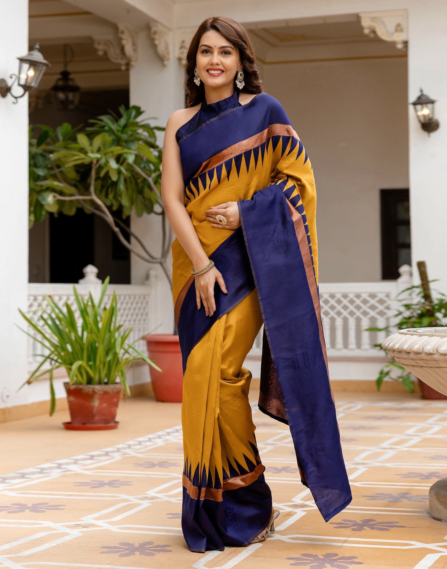Mustard Yellow Silk Woven Saree