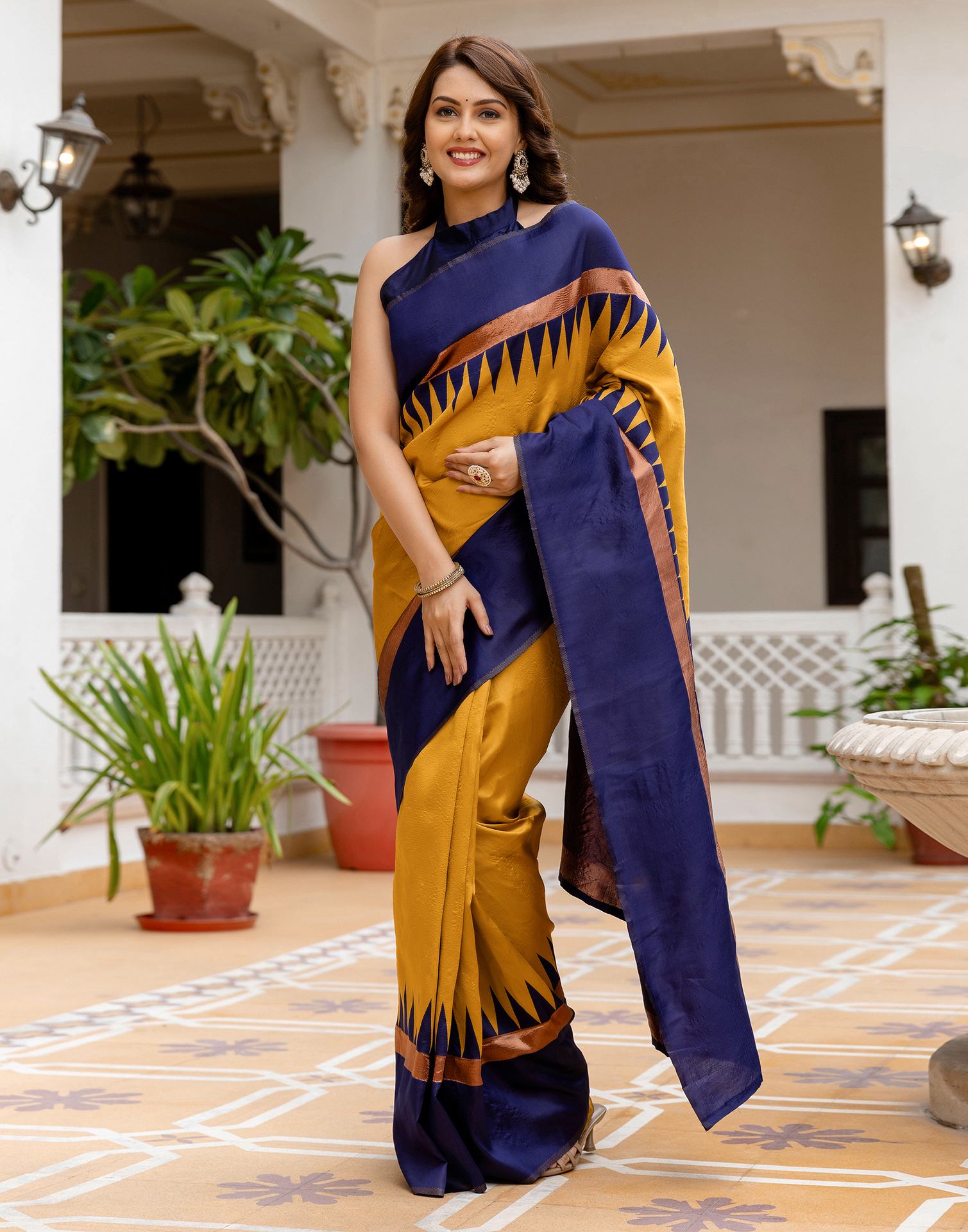 Mustard Yellow Silk Woven Saree