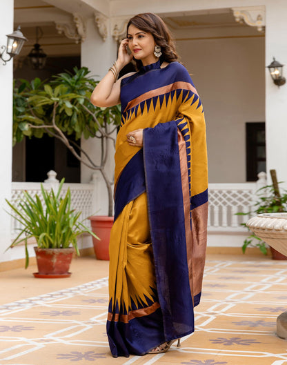 Mustard Yellow Silk Woven Saree