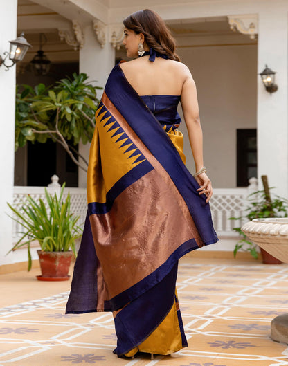 Mustard Yellow Silk Woven Saree
