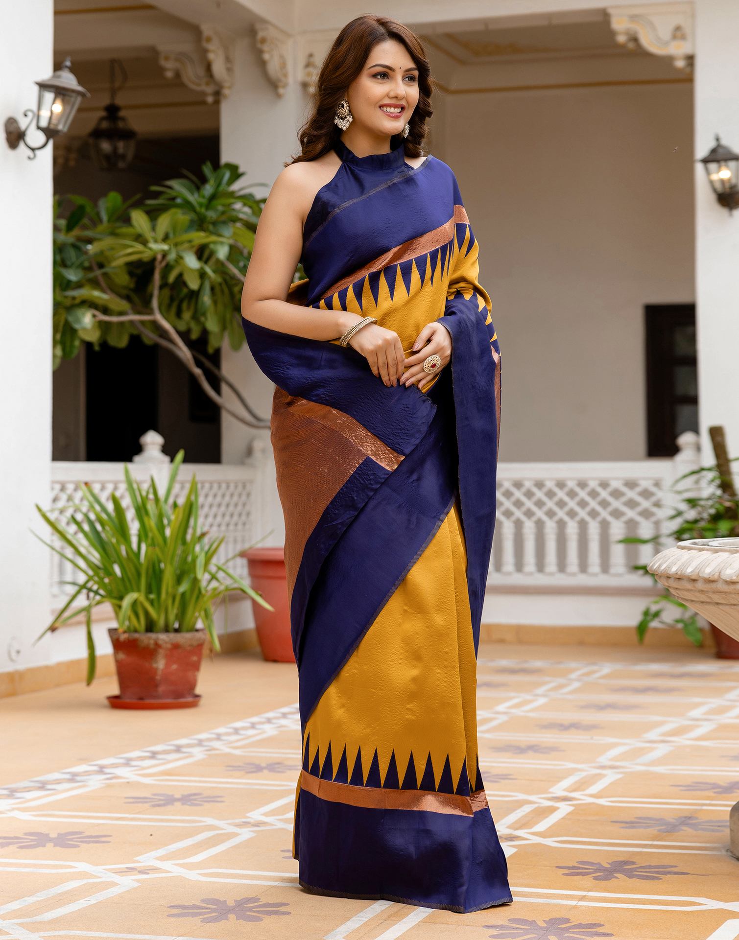 Mustard Yellow Silk Woven Saree
