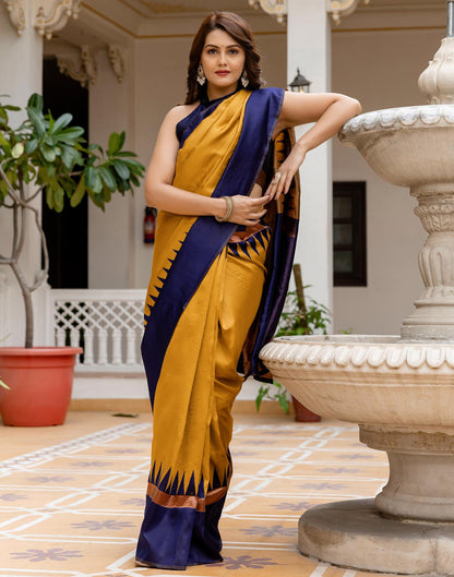 Mustard Yellow Silk Woven Saree