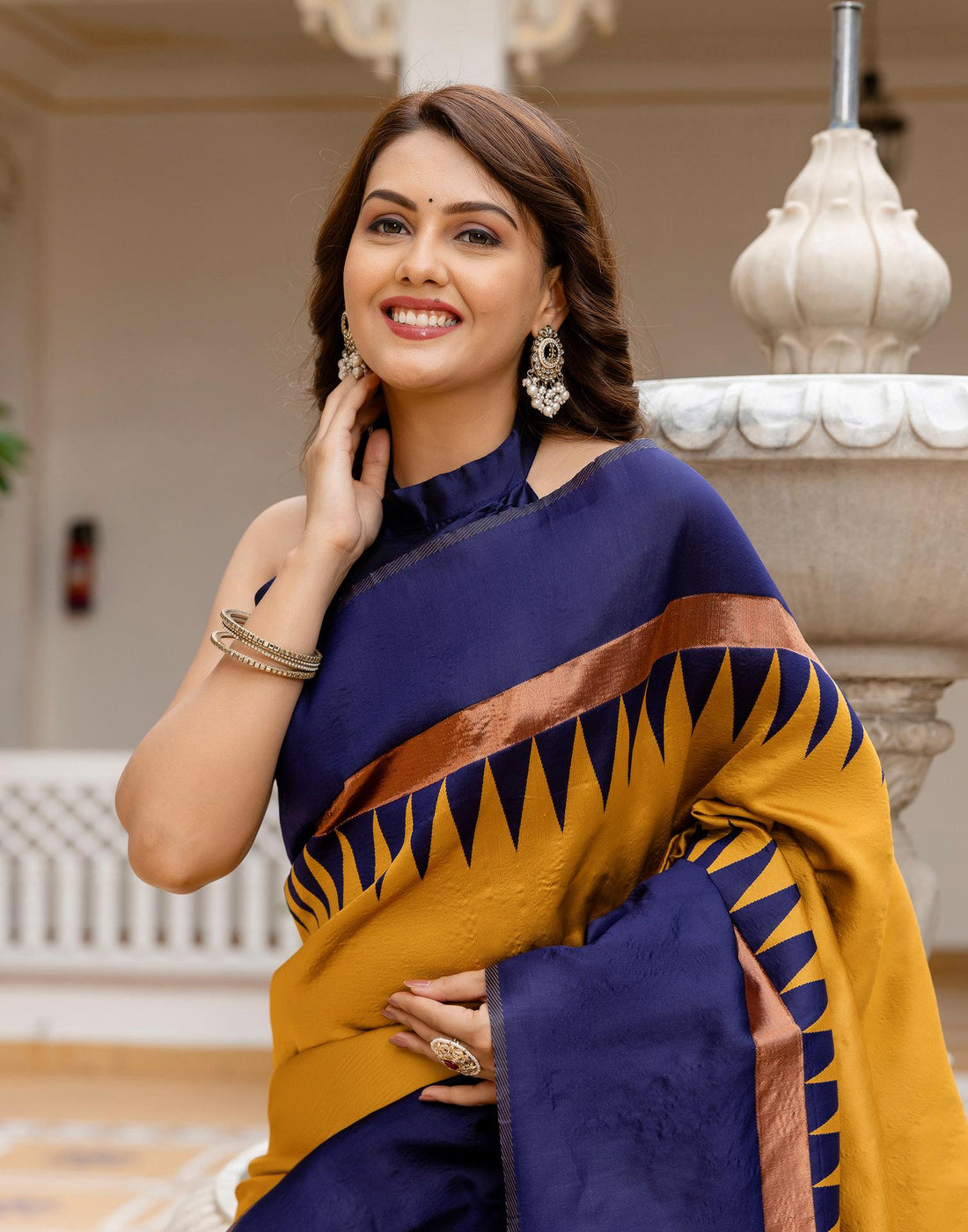 Mustard Yellow Silk Woven Saree