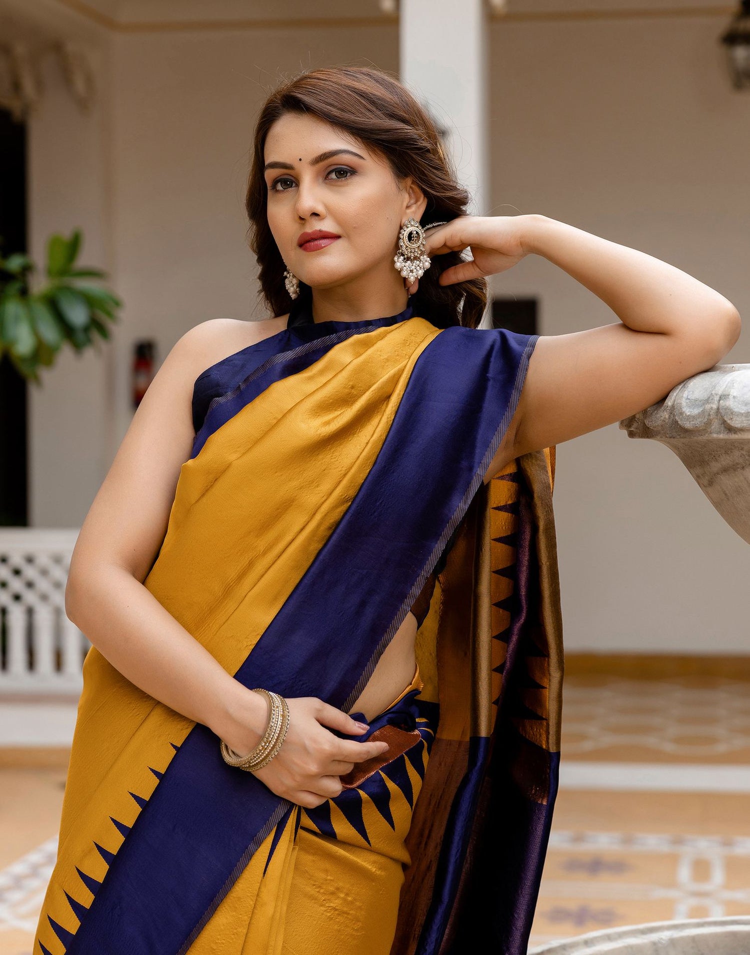 Mustard Yellow Silk Woven Saree