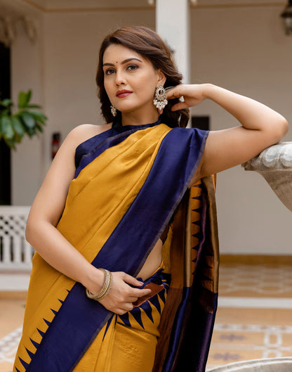 Mustard Yellow Silk Woven Saree