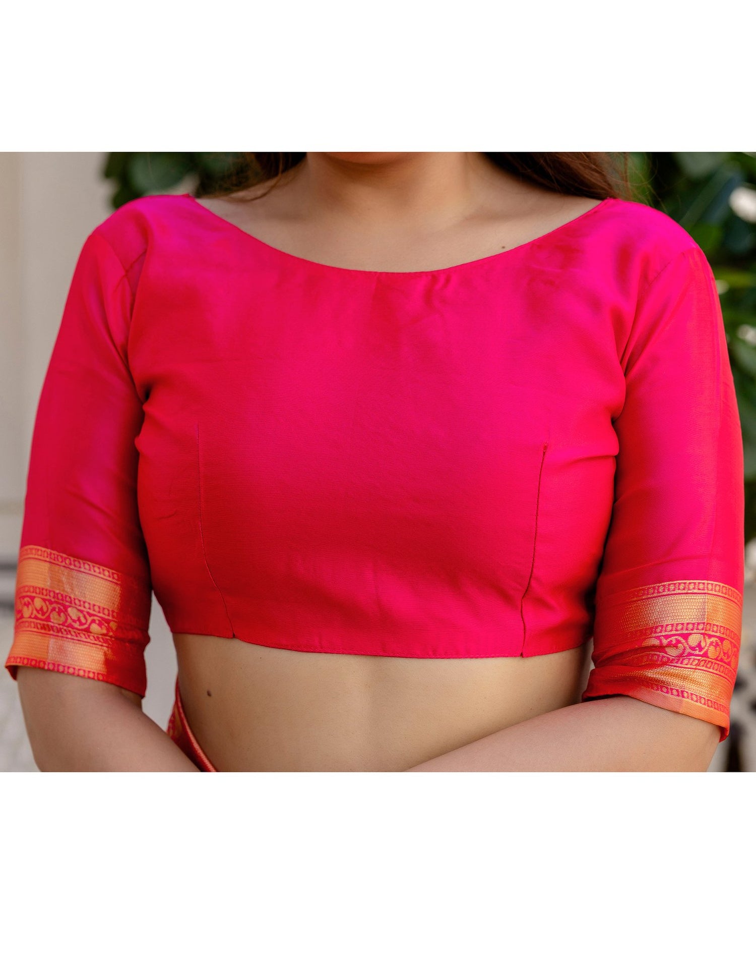 Bright Pink Silk Woven Banarasi Saree