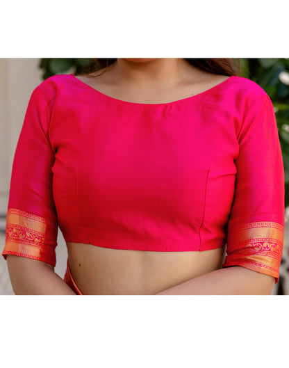 Bright Pink Silk Woven Banarasi Saree