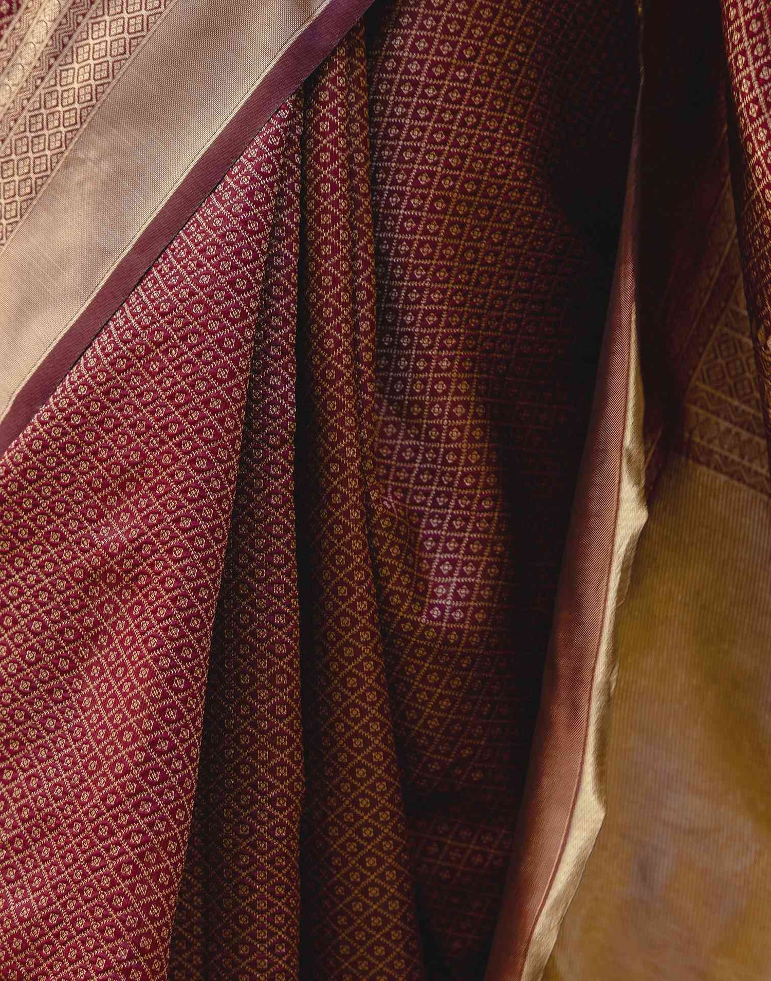 Maroon Silk Woven Kanjivaram Saree